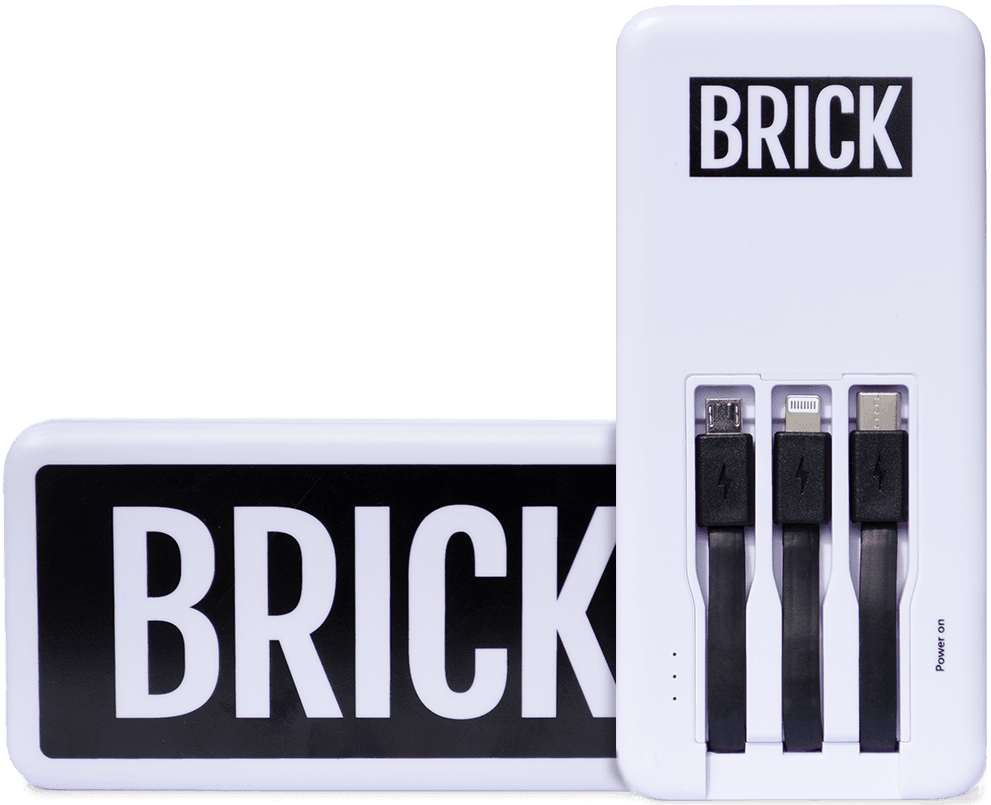 Two Brick powerbanks, one on the side