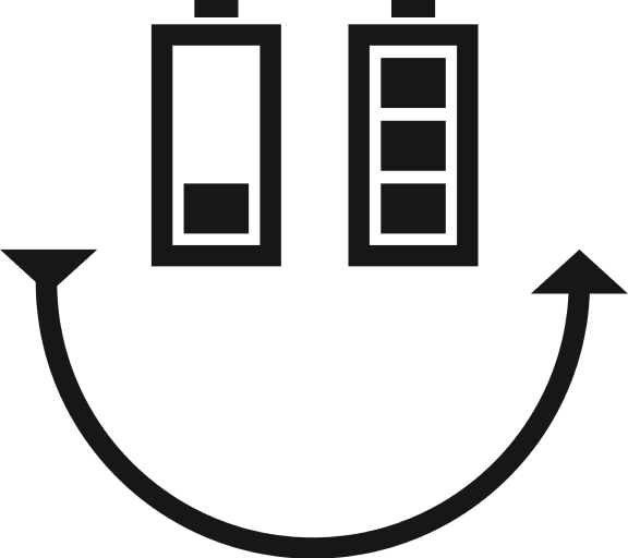 Usmievavá tvár zložená z nabíjacích batérií