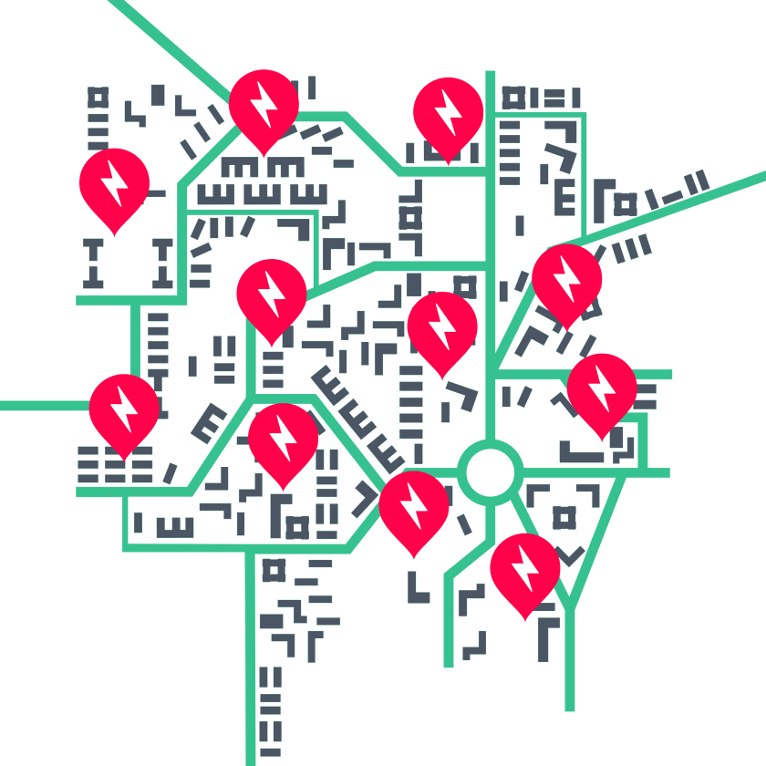 navigering på grön karta över stationer